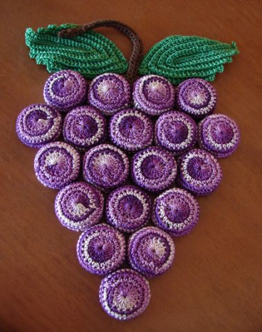 Vintage Crochet Hot Pad Trivet. Grape 