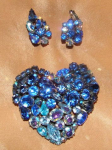 AUSTRIAN BLUE CRYSTAL BROOCH SET