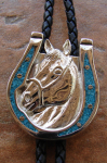 HORSESHOE & HORSEHEAD bolo tie