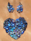AUSTRIAN BLUE CRYSTAL BROOCH SET